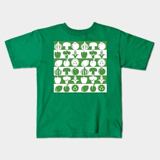 Vegetables in green andwhite graphic pattern Kids T-Shirt